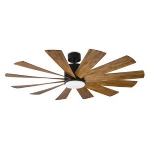 Windflower Collection 60” 12-Blade Ceiling Fan in Matte Black with Distressed Koa Blades Modern Forms FR-W1815-60L-MB/DK