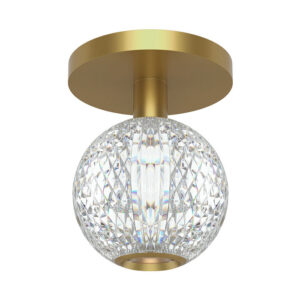 Marni Collection LED Flush Mount in Natural Brass and Polished Nickel with Cut Glass Shade Alora FM321201NB