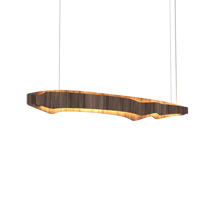 Valise Collection LED Linear Pendant in Vintage Brass with Cognac Leather Shade Cover Alora PD307931VBCL