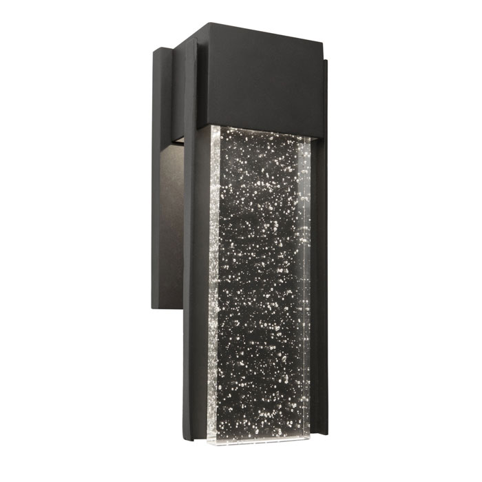 Cortland Collection LED Outdoor Wall Mount in Black with Clear Seeded Rectangular Glass Shade Artcraft AC9166BK