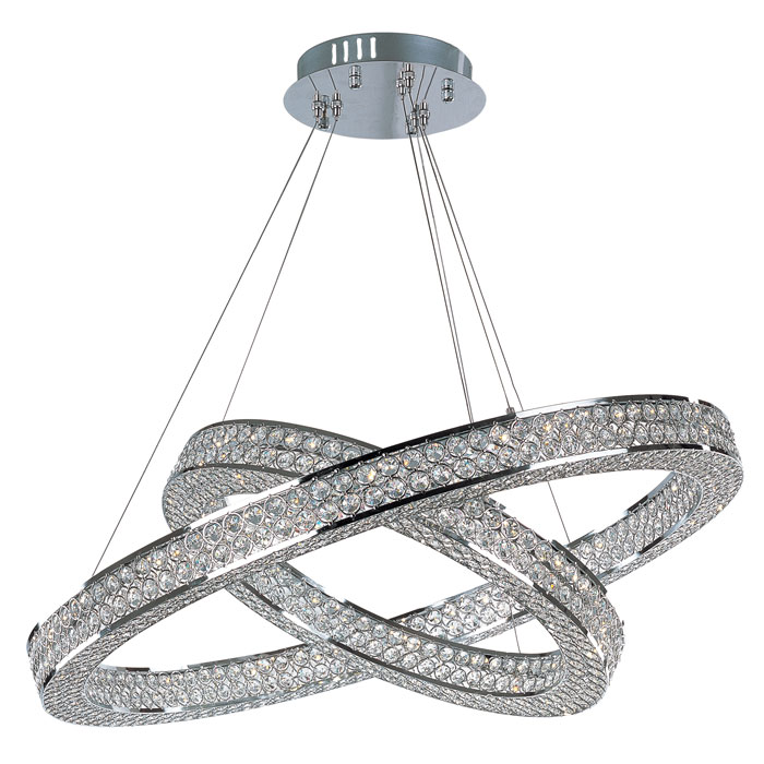 Eternity Collection LED Pendant in Polished Chrome with Beveled Crystal Jewel-Accented Diffuser Maxim 39777BCPC