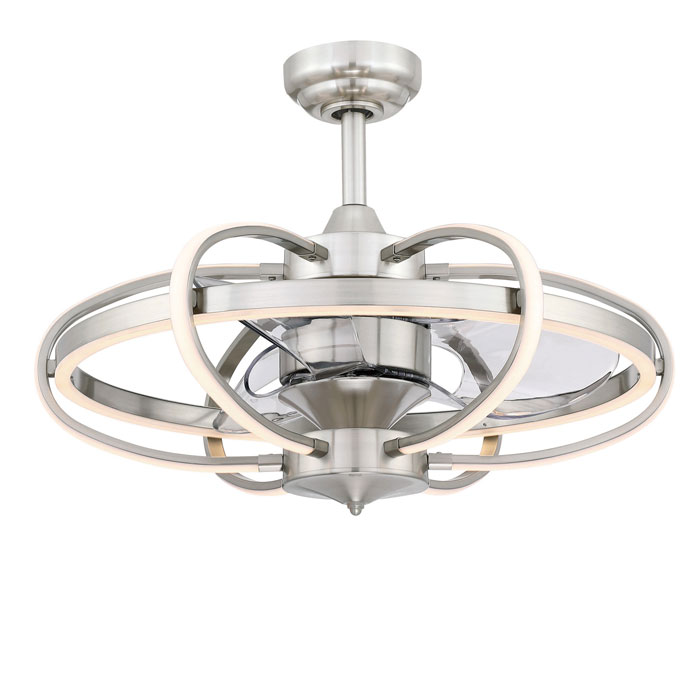 Obvi Collection 22” Ceiling Fan in Brushed Nickel with Clear Blades and Integrated Opal Frosted LED Lights Fanimation FP3050BN