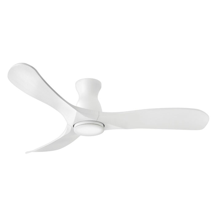 Swell Flush Collection 56” 3-Blade Smart Fan in Matte White with Matte White Blades and Integrated Etched Opal LED Light Hinkley 903456FWW-LDD