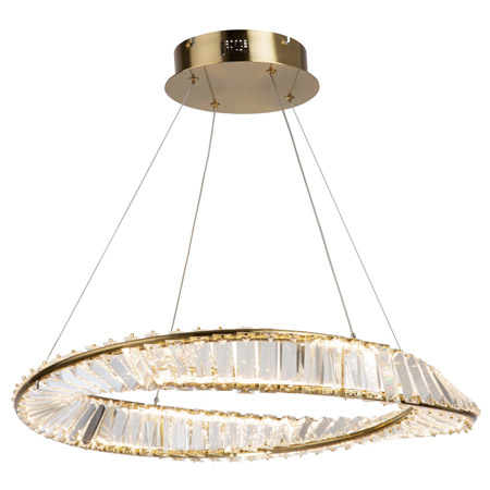 Stella Collection LED Pendant in Brushed Brass with Authentic Crystal Serpentine Diffuser Artcraft AC6720BB