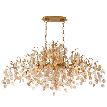 Campobasso Collection 10-Light Chandelier in Antique Gold with Delicate Hand Pressed Rippled Glass wafers Eurofase 29061-013