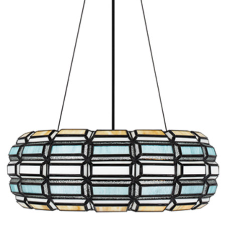 Shanghai Collection 3-Light Pendant in Matte Black with Multi-Faceted Color Emerald-Cut Glass Shade Quoizel TF5334MBK