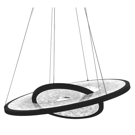 Jupiter Collection LED Chandelier in Black with Adjustable Crystal Fused Acrylic Rings Modern Forms PD-75027-BK