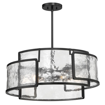 Bella Collina Collection 6-Light Pendant in Coal with Clear Rock-Pressed Glass Shade Panels Minka-Lavery 5267-66A