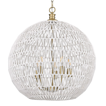 Florence BCB Collection 5-Light Pendant in Brushed Champagne Bronze with Natural Hand Woven Raphia Rope Wrapped Shade Golden Lighting 6933-5P BCB-WR