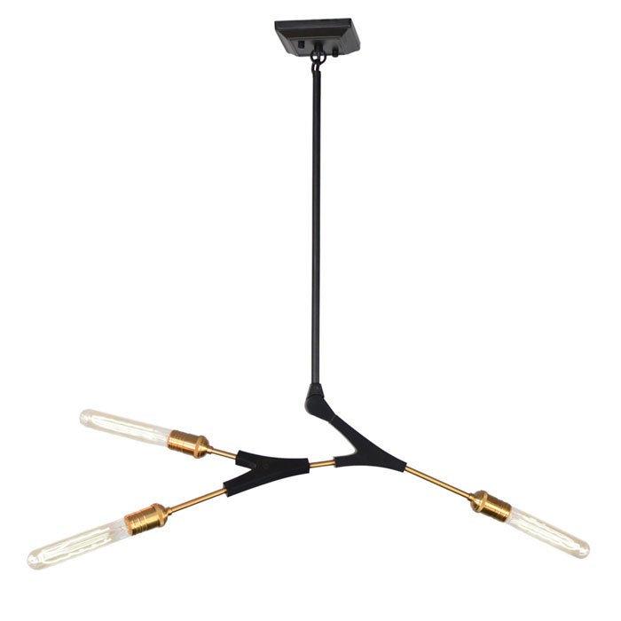 Filiali Collection 3-Light Chandelier in Black and Harvest Brass with Adjustable Branch Arms Artcraft AC11533