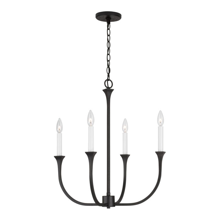 Decklan Collection 4-Light Chandelier in Textured Black Iron with Interchangeable Candle Sleeves Capital Lighting 452341BI