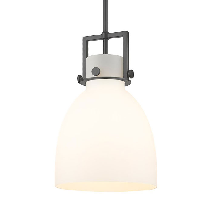 Downtown Urban Collection 1-Light Pendant in Matte Black with Milk White Glass Shade Innovations Lighting 411-1SM-BK-G412-10WH