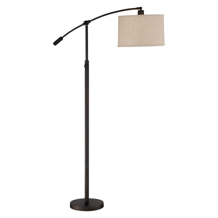 Clift Collection 1-Light Floor Lamp in Oil Rubbed Bronze with Pivoting Arm and Crisp Linen Shade Quoizel CFT9364OI