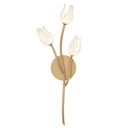 Belluno Collection LED Wall Mount in Champagne Gold with Hand-Crafted Glass Tulip Shades Lib & Co 12083-03 