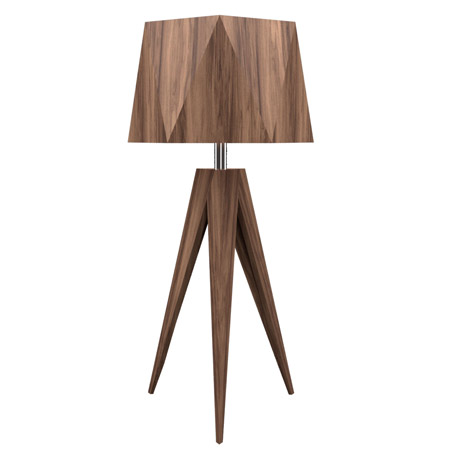 Facet Collection 1-Light Tripod Table Lamp in American Walnut with American Walnut Shade Accord 7048.18