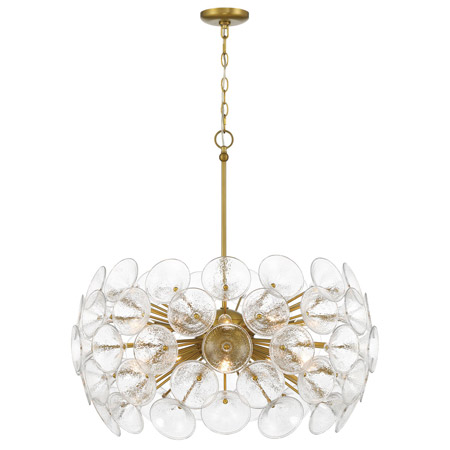 Winter Collection 10-Light LED Pendant in soft Brass with Textured Clear Fluted Glass Minka-Lavery 3657-695