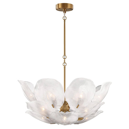 Corato Collection 12-Light Chandelier in Brushed Brass with Translucent White Glass Petals Lib & Co 12055-039 