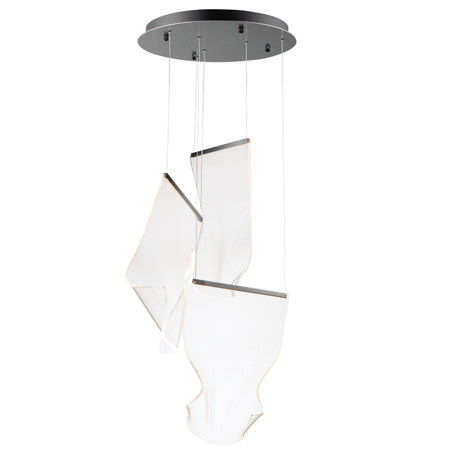 Rinkle Collection LED Pendant in Brushed Gunmetal with Hand-Shaped Transparent Acrylic Diffusers ET2 E24874-133BGM