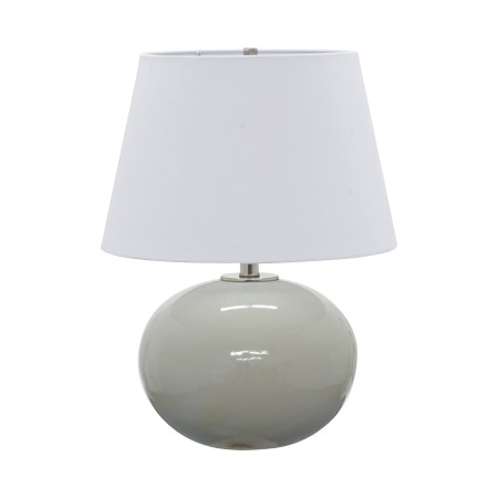 Scatchard Collection 1-Light Table Lamp in Grey Gloss with White Linen Hardback Shade House of Troy GS700-GG