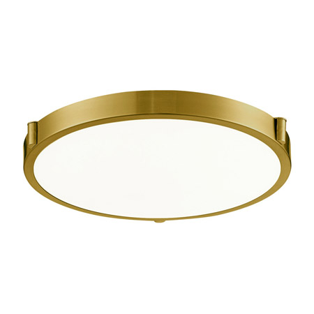 Floyd Collection LED Flush Mount in Brushed Gold with Round White Opal Glass Shade Kuzco 501122BG-LED