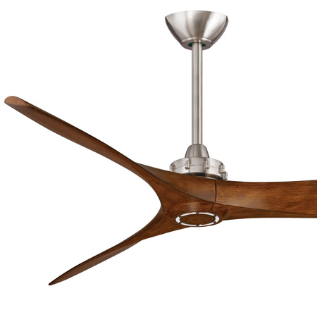 Aviation Collection 60” 3-Blade Ceiling Fan in Brushed Nickel with Distressed Koa Blades Minka Aire F853-BN-DK