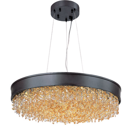 Mystic Collection LED Pendant in Bronze with Scotch Crystals Shade Maxim 39655SHBZ