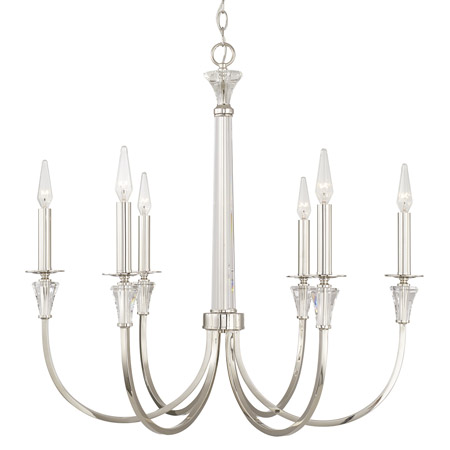 Laurent Collection 6-Light Chandelier in Polished Nickel with Crystal Accents Capital Lighting 441861PN