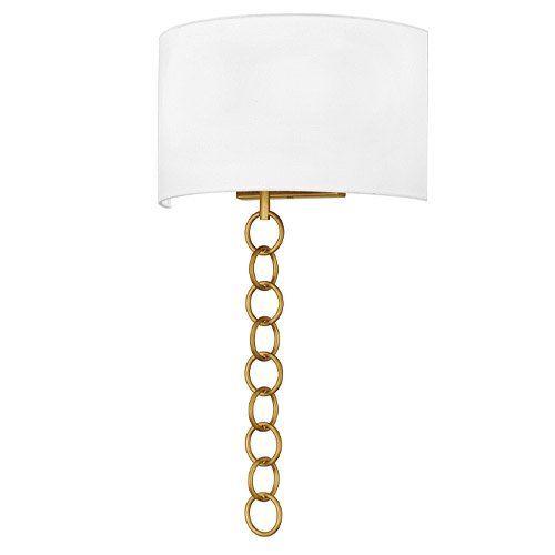 Baynes Collection 2-Light Wall Sconce in Brushed Gold with White Fabric Shade Quoizel QW6798BRG