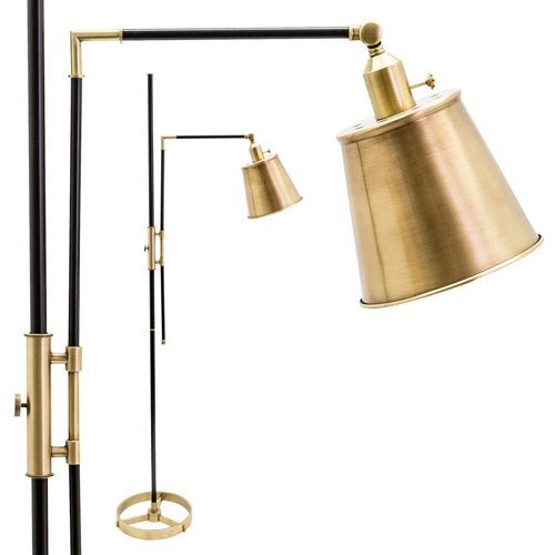 Morgan Collection 1-Light Floor Lamp in Black and Antique Brass with Brass Shade House of Troy M601-BLKAB