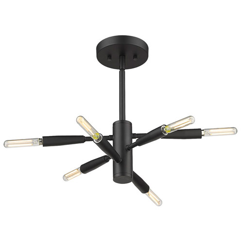 Ascension Collection 6-Light Semi Flush Mount in Matte Black with Flexible Arms Z-Lite 737SF6-MB