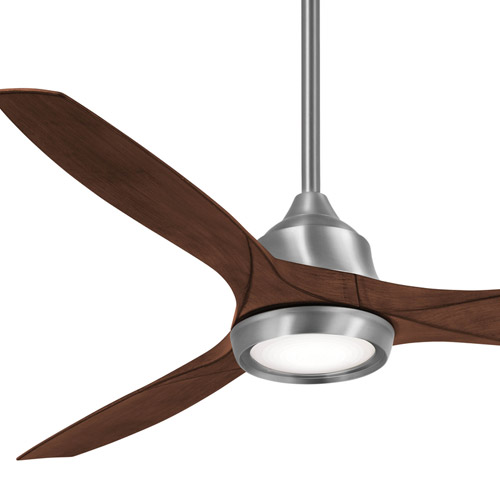 Skyhawk Collection 60” 3-Blade Ceiling Fan in Brushed Nickel with Dark Walnut Blades and Sand-Blasted Diffuser Minka Aire F749L-BN