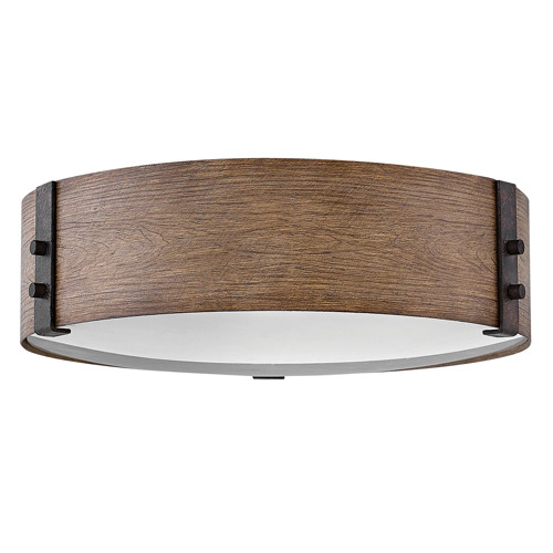 Sawyer Collection LED Flush Mount in Sequoia with White Etched Glass Shade Hinkley 29203SQ