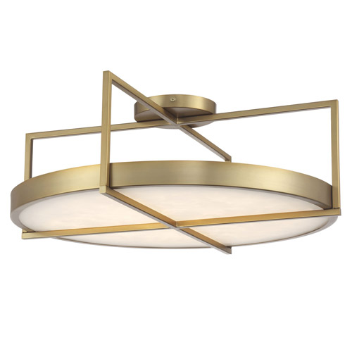 Boada Collection LED Semi Flush Mount in Soft Brass with Alabaster Diffuser Minka-Lavery 5617-695-L