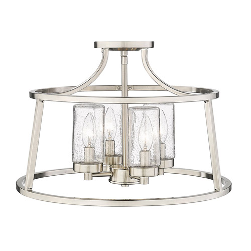 Errol Collection 4-Light Semi Flush Mount in Brushed Nickel with Clear Glass Cylindrical Shades Millennium 4184-BN